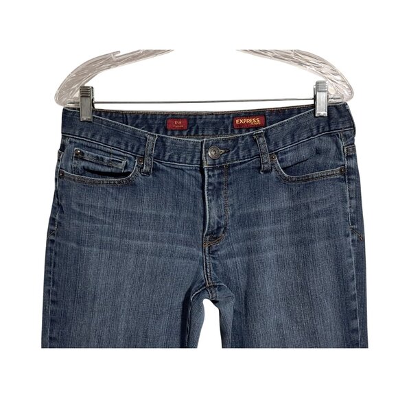 Express Womens Eva Fit & Flare Jeans Size 10R Blue Denim - Picture 6 of 11
